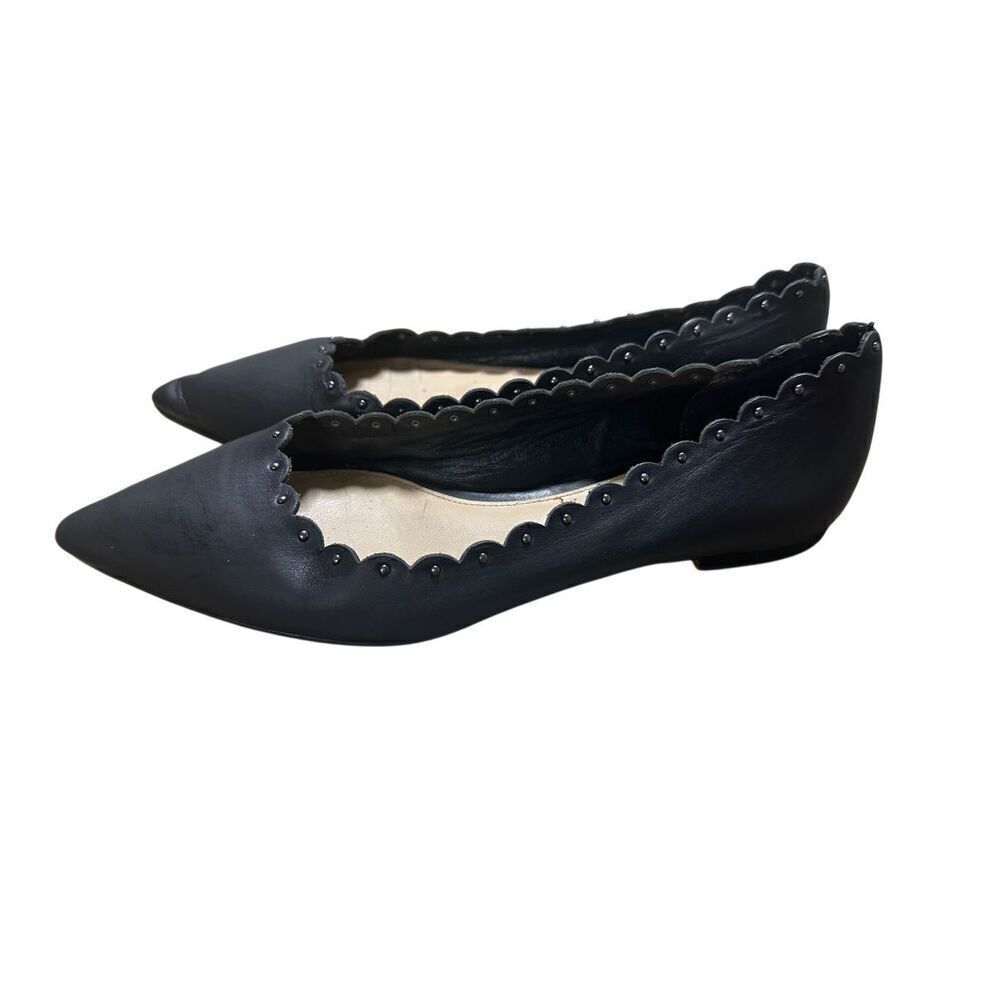 Coach Jill Leather Pointed Toe Scalloped Flats Size 8B